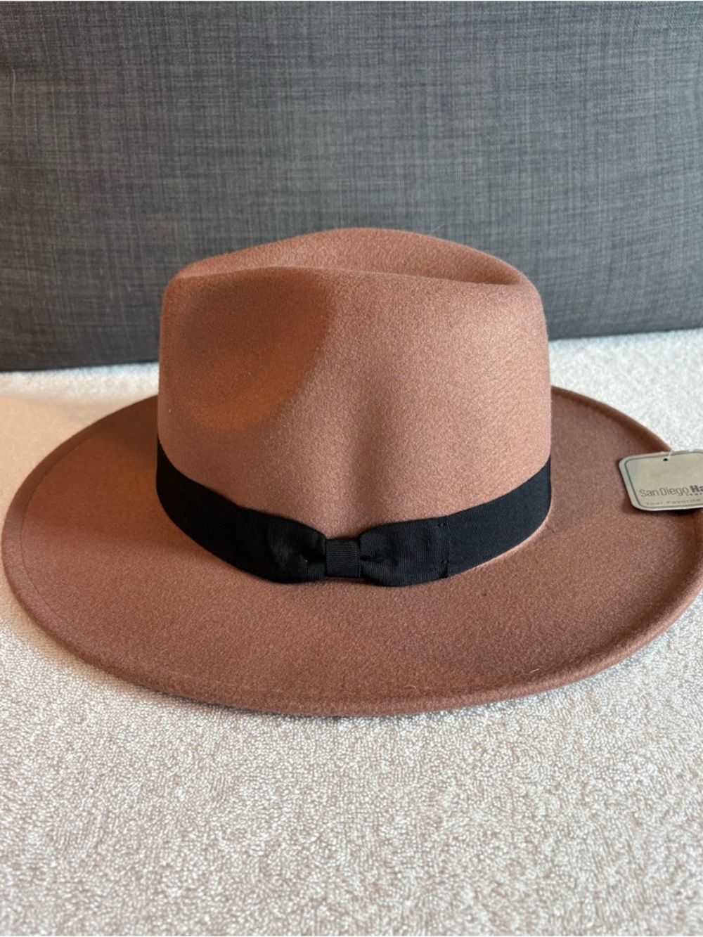 San Diego Hat Company Brown Felt Wide Brim Hat Black Band NWT